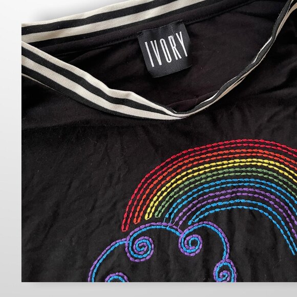 Embroidered Rainbow Shirt With Ruffle Sleeves Size Small - Picture 5 of 8